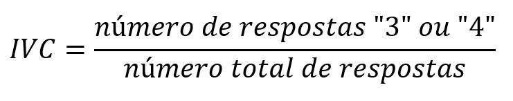 fórmula do índice de validade de conteúdo.