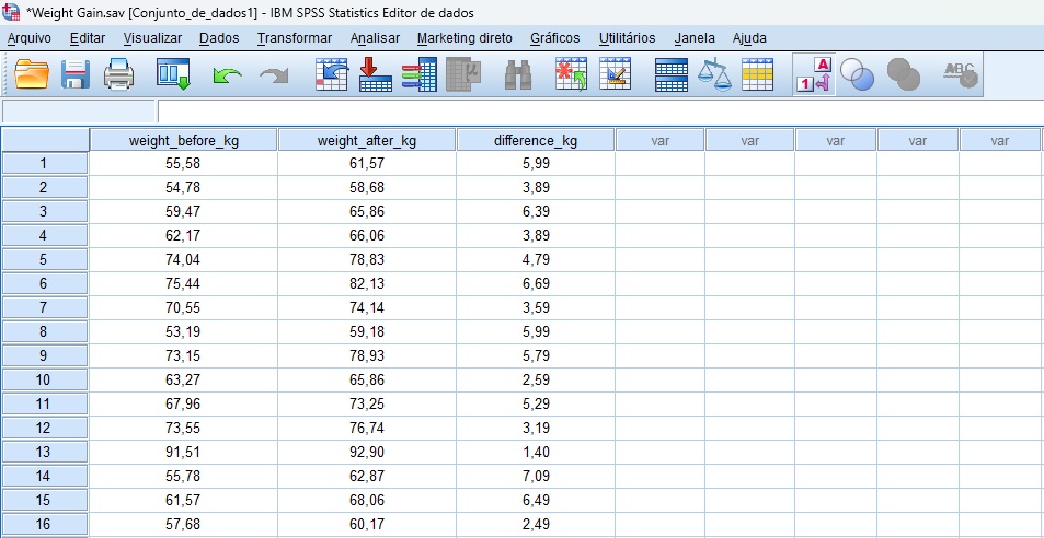 banco de dados no SPSS para tutorial.