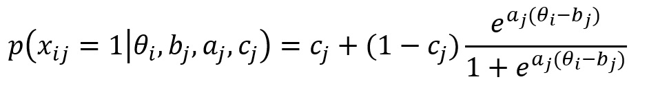 modelo de teoria de resposta ao item de 3 parâmetros logísticos.