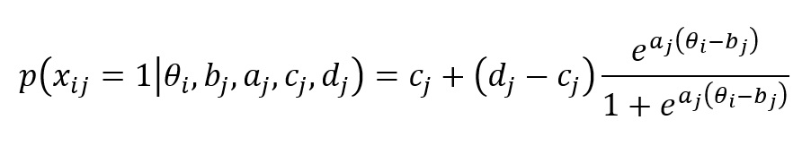 modelo de teoria de resposta ao item de 4 parâmetros logísticos.