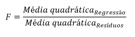 estatística F do modelo de regressão linear simples.